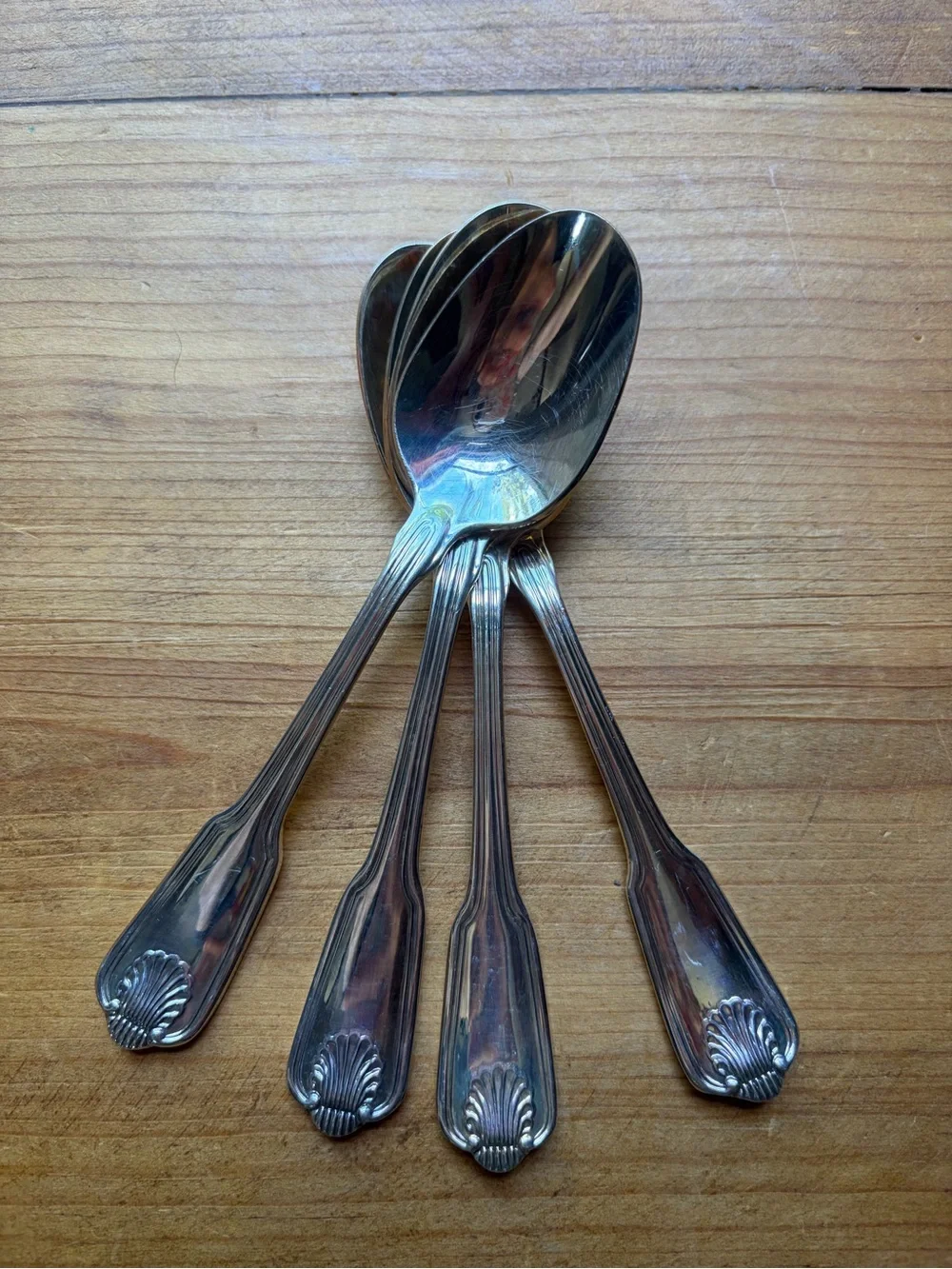 4 Teaspoons Towle Shell Design Silver Plated
